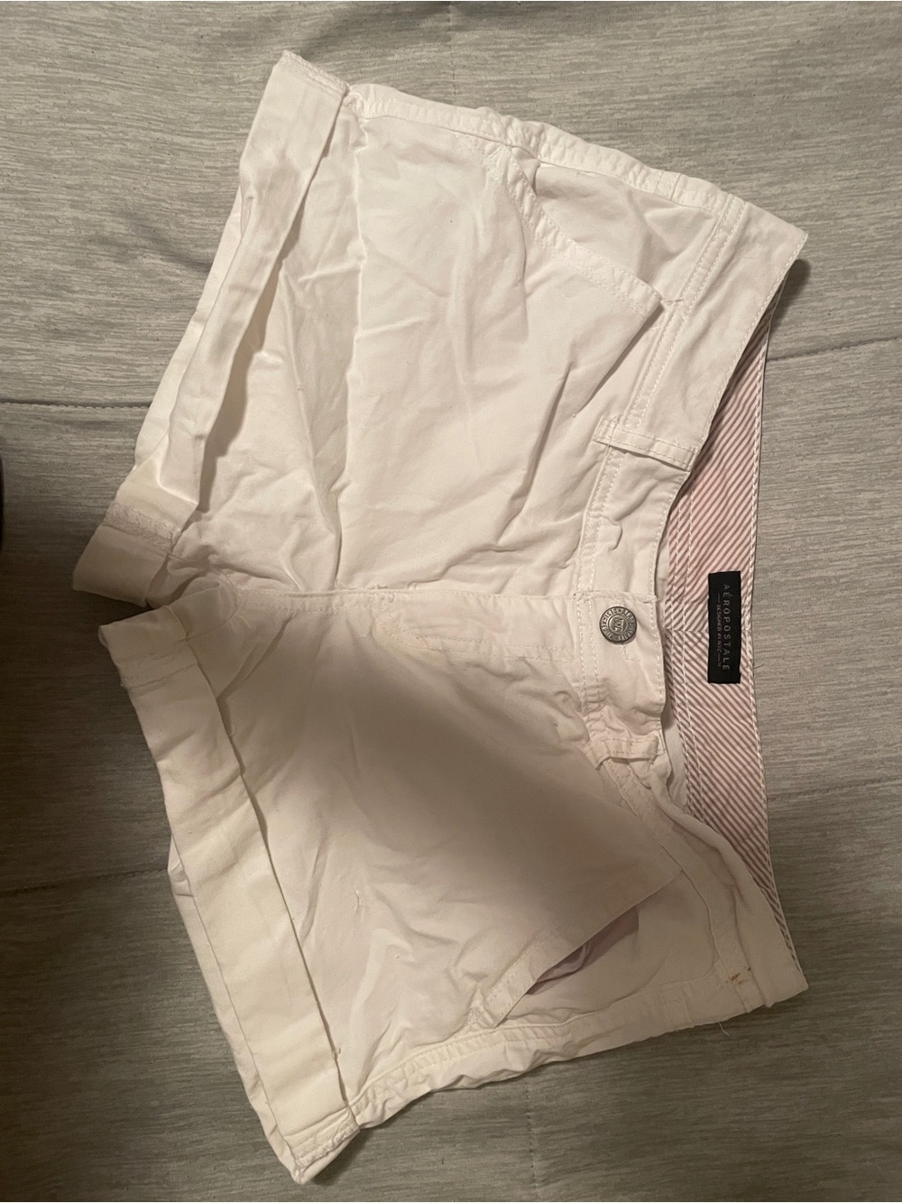 Aeropostale White Women's twill Shorts with Striped Waistband